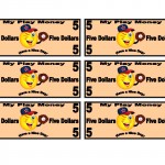 5 dollar template with filled in color